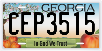 GA license plate CEP3515