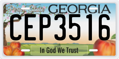GA license plate CEP3516