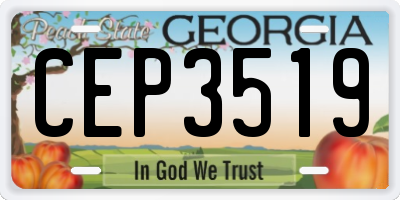 GA license plate CEP3519