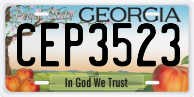 GA license plate CEP3523