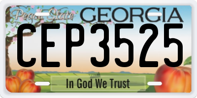 GA license plate CEP3525