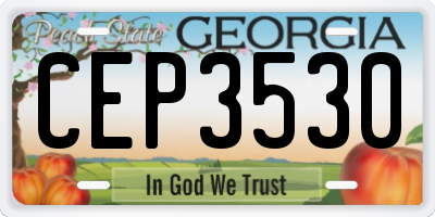 GA license plate CEP3530