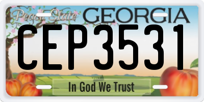 GA license plate CEP3531