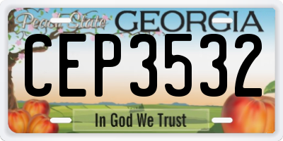 GA license plate CEP3532