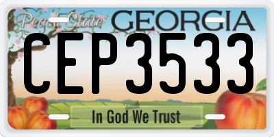 GA license plate CEP3533