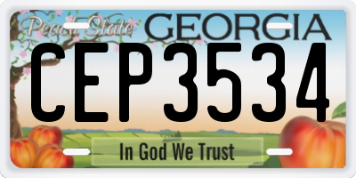 GA license plate CEP3534