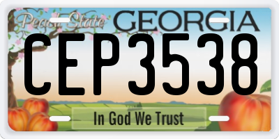 GA license plate CEP3538