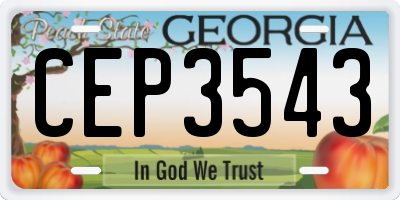 GA license plate CEP3543