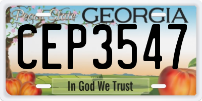 GA license plate CEP3547
