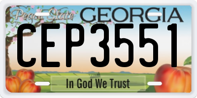 GA license plate CEP3551
