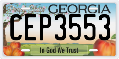 GA license plate CEP3553