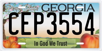 GA license plate CEP3554