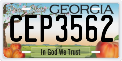 GA license plate CEP3562