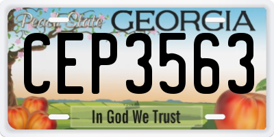 GA license plate CEP3563