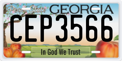 GA license plate CEP3566
