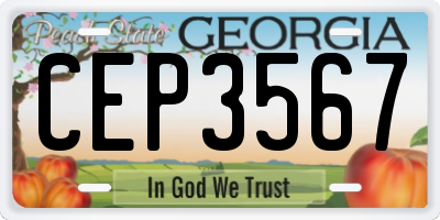 GA license plate CEP3567