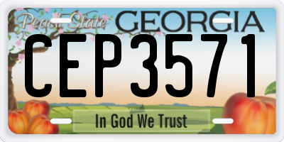 GA license plate CEP3571