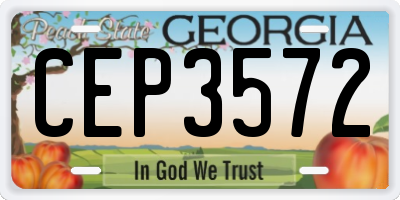 GA license plate CEP3572