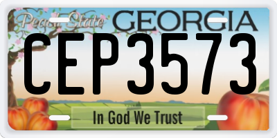 GA license plate CEP3573