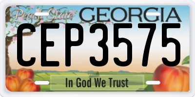 GA license plate CEP3575