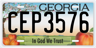 GA license plate CEP3576