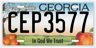 GA license plate CEP3577