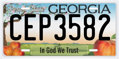 GA license plate CEP3582