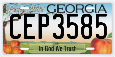 GA license plate CEP3585