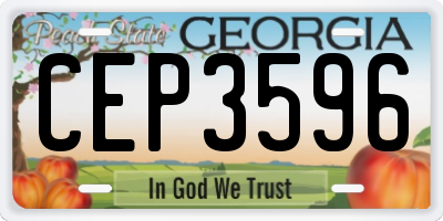 GA license plate CEP3596