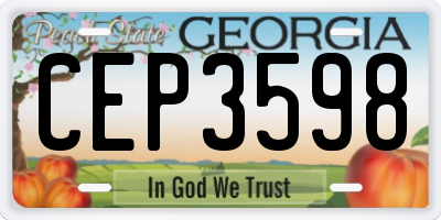 GA license plate CEP3598