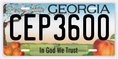 GA license plate CEP3600