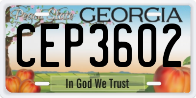 GA license plate CEP3602