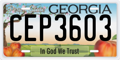 GA license plate CEP3603