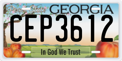 GA license plate CEP3612