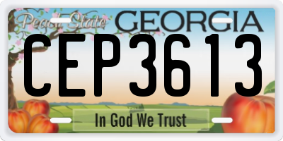 GA license plate CEP3613