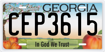 GA license plate CEP3615