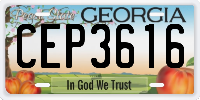 GA license plate CEP3616