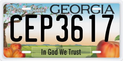 GA license plate CEP3617