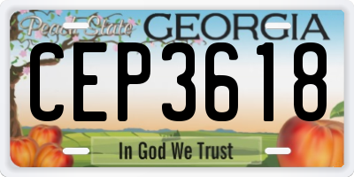 GA license plate CEP3618
