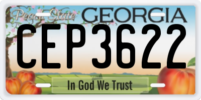 GA license plate CEP3622