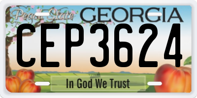 GA license plate CEP3624
