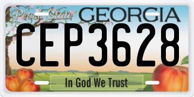 GA license plate CEP3628