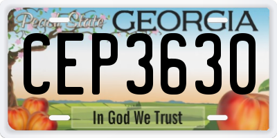 GA license plate CEP3630