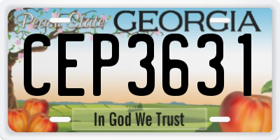 GA license plate CEP3631