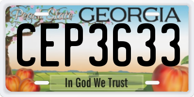 GA license plate CEP3633
