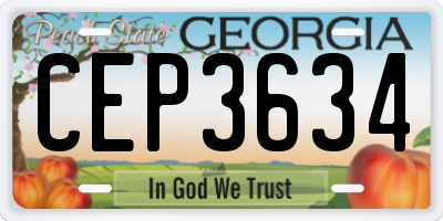 GA license plate CEP3634