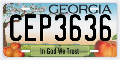 GA license plate CEP3636