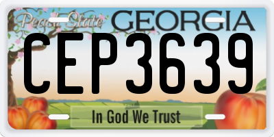 GA license plate CEP3639