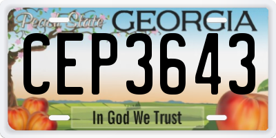 GA license plate CEP3643