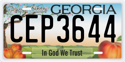 GA license plate CEP3644